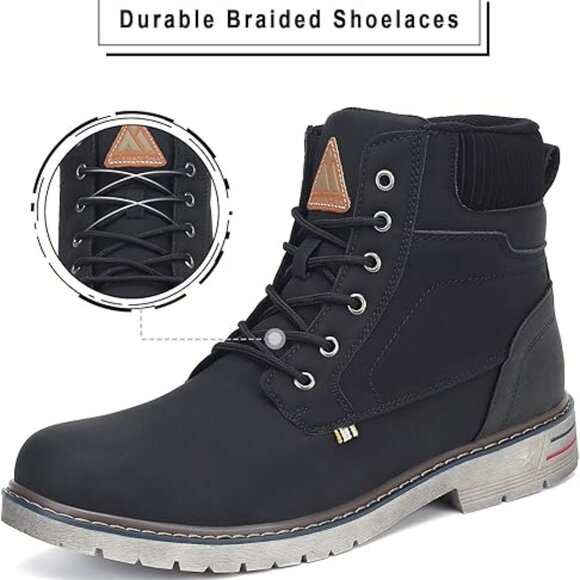 Mishansha Black Mid Hiking Boots Women's 7-14/ Men's 5-12 US Water Resistant Non - Picture 1 of 8